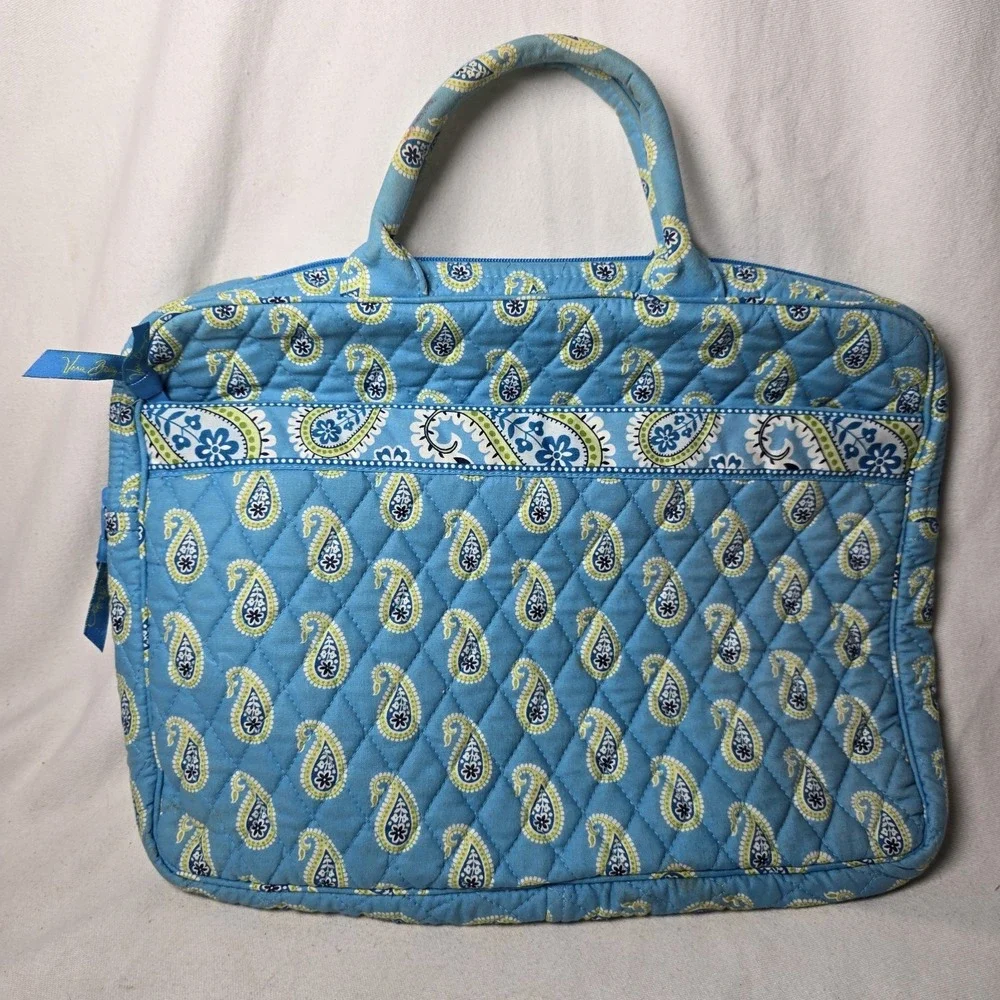 Vera Bradley Laptop Bag Bermuda Blue Paisley Travel Case - Retired Design